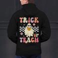 Groovy Teacher Halloween Retro Trick Or Teach Floral Ghost Men's Hoodie Back Print, Groovy Teacher Hoodies, gift for family, gift for coworker