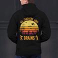Halloween Costume Teacher Love Brains Zombie Men's Hoodie Back Print, gift for family, gift for coworker