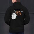 Halloween Music Note Ghost Teacher Fall Musical Instrument Men's Hoodie Back Print, gift for family, gift for coworker