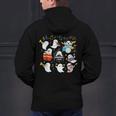 Halloween Music Teacher Ghost Playing Musical Instruments Men's Hoodie Back Print, gift for family, gift for coworker