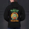 Halloween Teacher Librarian Monster Reading Books Men Women Kids Men's Hoodie Back Print, gift for family, gift for coworker