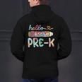 Hello Pre-K Pencil Teacher Student Tie Dye Men's Hoodie Back Print, gift for family, gift for coworker