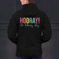 Hooray It's Library Day Teacher Reader Books Back To School Men's Hoodie Back Print, gift for family, gift for coworker Hooray It's Library Day Teacher Reader Books Back To School Men's Hoodie Back Print, gift for family, gift for coworker