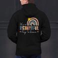 It's A Beautiful Day To Learn Cute Rainbow Boho Teacher Men's Hoodie Back Print, gift for family, gift for coworker
