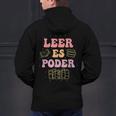 Leer Es Poder Groovy Spanish Teacher Bilingual Maestra Men Women Men's Hoodie Back Print, Groovy Teacher Hoodies, gift for family, gift for coworker