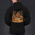 Librarian Turkey Reading Book Fall Thanksgiving Teacher Men's Hoodie Back Print, gift for family, gift for coworker