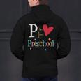 P Is For Preschool Teacher Student Back To School Men's Hoodie Back Print, gift for family, gift for coworker