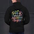 Pre-K Where The Adventure Begins Preschool Teachers Students Men's Hoodie Back Print, gift for family, gift for coworker
