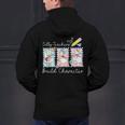 Preppy Silly Teacher Goose Build Character Back To School Men's Hoodie Back Print, gift for family, gift for coworker