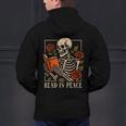 Read In Peace Skeleton Reading Book Halloween Teacher Men's Hoodie Back Print, gift for family, gift for coworker