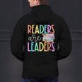 Readers Are Leaders Reading Book Lovers Teacher Women Kids Men's Hoodie Back Print, gift for family, gift for coworker