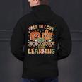 Retro Fall In Love With Learning Autumn Pumpkin Teacher Kids Men's Hoodie Back Print, gift for family, gift for coworker