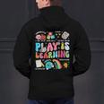 Retro Play Is Learning Kindergarten Teacher Team Women Men's Hoodie Back Print, gift for family, gift for coworker Retro Play Is Learning Kindergarten Teacher Team Women Men's Hoodie Back Print, gift for family, gift for coworker