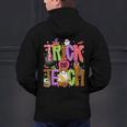 Retro Trick Or Teach Leopard Ghost Halloween Spooky Teacher Men's Hoodie Back Print, gift for family, gift for coworker