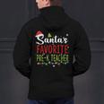 Santa's Favorite Pre-K Teacher Christmas Santa Hat Lights For Men Women Kids Men's Hoodie Back Print, gift for family, gift for coworker