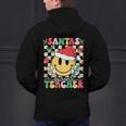 Santas Favorite Teacher Retro Groovy Smile Face Christmas Men's Hoodie Back Print, Groovy Teacher Hoodies, gift for family, gift for coworker