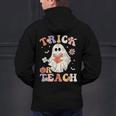 Teacher Halloween Trick Or Teach Floral Ghost Men's Hoodie Back Print, gift for family, gift for coworker Teacher Halloween Trick Or Teach Floral Ghost Men's Hoodie Back Print, gift for family, gift for coworker