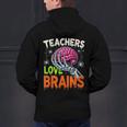 Teachers Love Brains Halloween 2025 Skeleton Costume Men's Hoodie Back Print, gift for family, gift for coworker