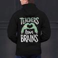 Teachers Love Brains Halloween Costume Trick Treat Zombie Men's Hoodie Back Print, gift for family, gift for coworker