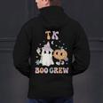 TK Boo Crew Retro Groovy Halloween Floral Ghost TK Teacher Men Women Kids Men's Hoodie Back Print, Groovy Teacher Hoodies, gift for family, gift for coworker