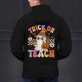 Trick Or Teach Cute Ghost Coffee Pumpkins Halloween Teacher Men's Hoodie Back Print, gift for family, gift for coworker