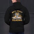 Wild About Reading Tiger For Teachers & Students Men's Hoodie Back Print, gift for family, gift for coworker