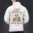 Cute Halloween Teacher Librarian Mummy Reading Books Men's Hoodie Back Print, gift for family, gift for coworker