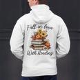 Fall In Love With Reading Book Autumn Teachers Pumpkins Men's Hoodie Back Print, gift for family, gift for coworker