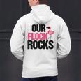 Our Flock Rocks Flamingo Mother's Day Teacher Men's Hoodie Back Print, gift for family, gift for coworker