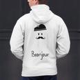 French Teacher Halloween Bonjour Ghost Men's Hoodie Back Print, gift for family, gift for coworker