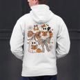 Ghost Reading Books Halloween Bow Spooky Teacher Student Men's Hoodie Back Print, gift for family, gift for coworker