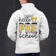 Hello Pre-K Preschool Back To School First Day Teacher Kids Men's Hoodie Back Print, gift for family, gift for coworker