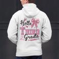 Hello Third Grade First Day Of School Coquette Teacher Girl Men's Hoodie Back Print, First Grade Teacher Hoodies, gift for family, gift for coworker