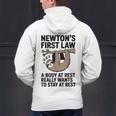 Newtons First Law Physics Jokes Science Teacher Men's Hoodie Back Print, Science Teacher Hoodies, gift for family, gift for coworker