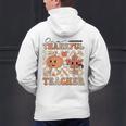 One Thankful Teacher Thanksgiving Groovy Fall Autumn Teacher Men's Hoodie Back Print, Groovy Teacher Hoodies, gift for family, gift for coworker
