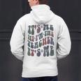 Retro IT'S ME Hi I'm The TEACHER Groovy Testing Squad Pink Men's Hoodie Back Print, Groovy Teacher Hoodies, gift for family, gift for coworker
