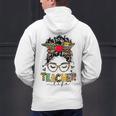 Teacher Life Messy Bun Glasses Leopard Sunflower Men's Hoodie Back Print, gift for family, gift for coworker