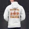 Thankful Teacher Retro Groovy Thanksgiving Fall Women Men Men's Hoodie Back Print, Groovy Teacher Hoodies, gift for family, gift for coworker