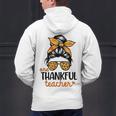 Thanksgiving Shirt Teacher Women Messy Bun Thankful Teacher Men's Hoodie Back Print, gift for family, gift for coworker Thanksgiving Shirt Teacher Women Messy Bun Thankful Teacher Men's Hoodie Back Print, gift for family, gift for coworker