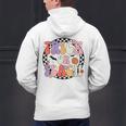 Trick Or Teach Retro Groovy Halloween Teacher Men's Hoodie Back Print, Groovy Teacher Hoodies, gift for family, gift for coworker
