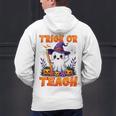 Trick Or Teach Teacher Halloween Ghost Pencil Floral Men's Hoodie Back Print, gift for family, gift for coworker