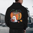 Fall Book Pumpkin Ghost Reading Books Halloween Teacher Men's Hoodie Back Print, novelty gifts, funny gifts