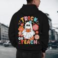 Groovy Halloween Trick Or Teach Retro Floral Ghost Teacher For Men Women Kids Men's Hoodie Back Print, novelty gifts, funny gifts