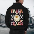 Groovy Teacher Halloween Retro Trick Or Teach Floral Ghost Men's Hoodie Back Print, novelty gifts, funny gifts