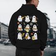 Halloween Ghost Playing Musical Instruments Music Teacher Men's Hoodie Back Print, novelty gifts, funny gifts