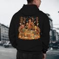 Librarian Turkey Reading Book Fall Thanksgiving Teacher Men's Hoodie Back Print, novelty gifts, funny gifts