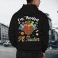 One Thankful PE Teacher Turkey Thanksgiving -Adults & Kids Classic Fit Polyester 100 Short Sleeve Men's Hoodie Back Print, novelty gifts, funny gifts