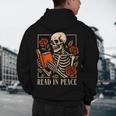 Read In Peace Skeleton Reading Book Halloween Teacher Men's Hoodie Back Print, novelty gifts, funny gifts