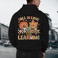 Retro Fall In Love With Learning Autumn Pumpkin Teacher Kids Men's Hoodie Back Print, novelty gifts, funny gifts