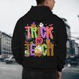Retro Trick Or Teach Leopard Ghost Halloween Spooky Teacher Men's Hoodie Back Print, novelty gifts, funny gifts
